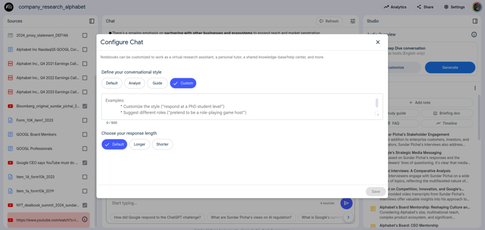 Screenshot showing chat configuration